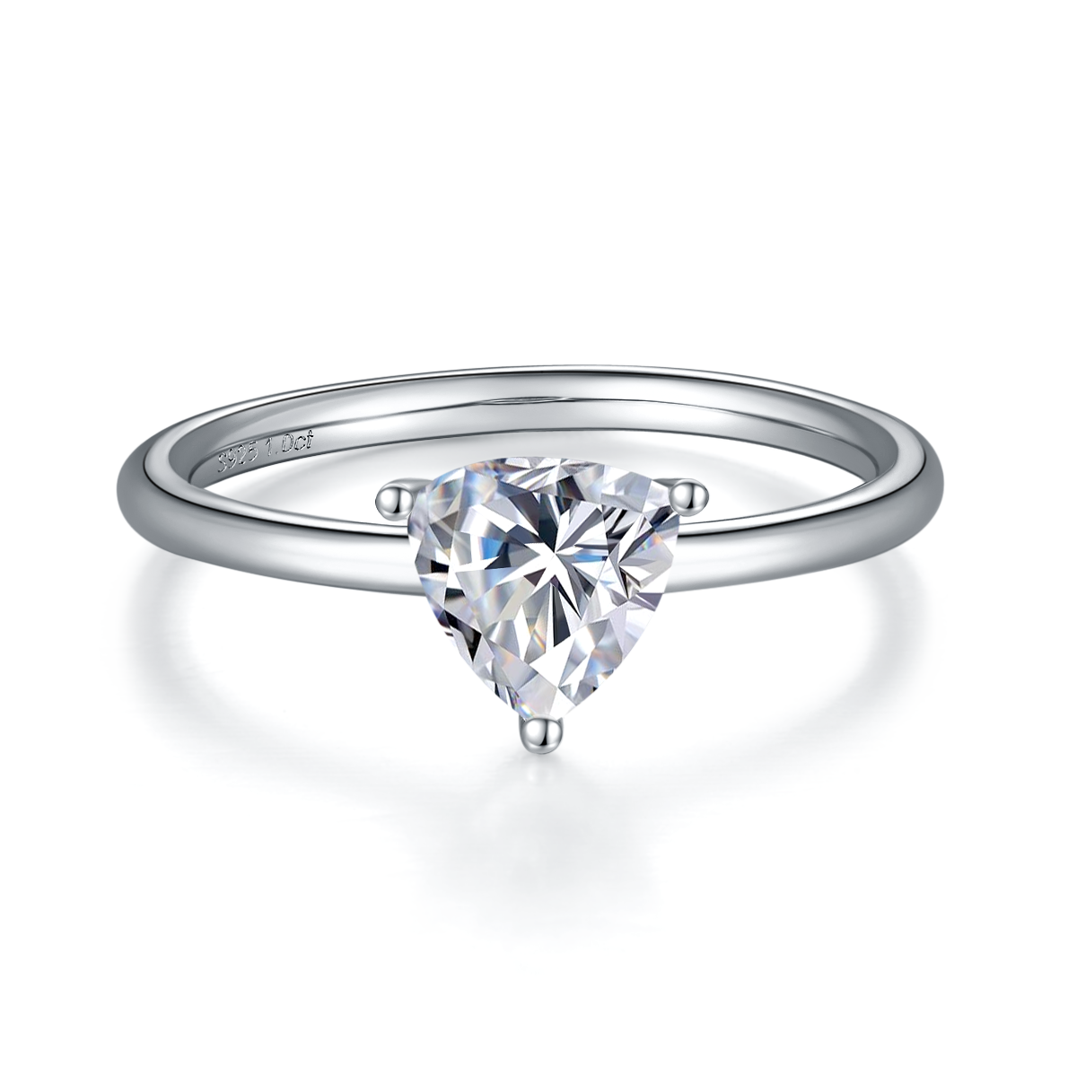 Classic triangle S925 silver plated white gold moissanite diamond women's ring 1.0 carat D-grade